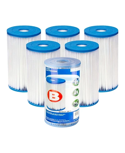Intex 29005E Swimming Pool Type B Replacement Filter Pump Cartridge (6 Pack)