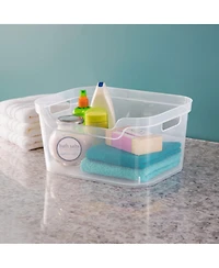 Sterilite 7 x 11 x 14.25 Inch Open Storage Bin w/ Carry Handles, Clear (6 Pack)