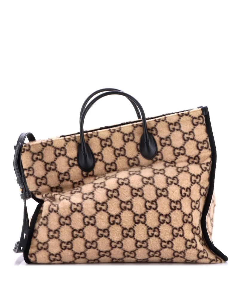 Pre-Owned Gucci Large Shopping Tote Gg Wool