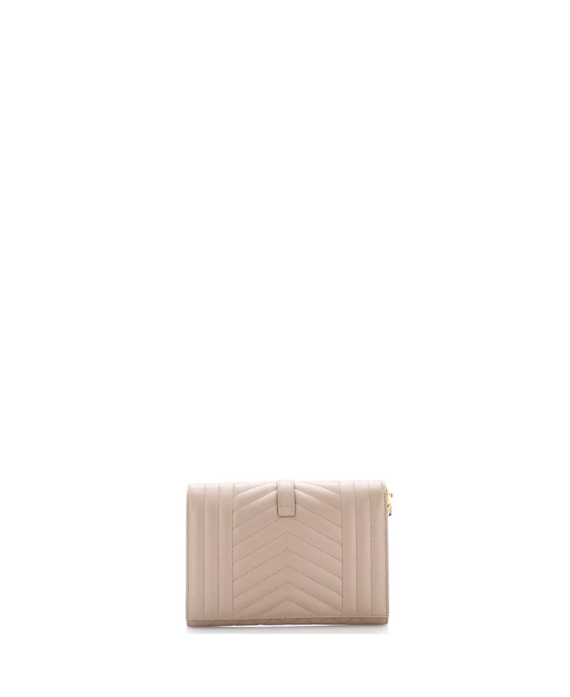 Pre-Owned Saint Laurent Classic Monogram Envelope Wristlet Clutch Mixed Matelasse Leather