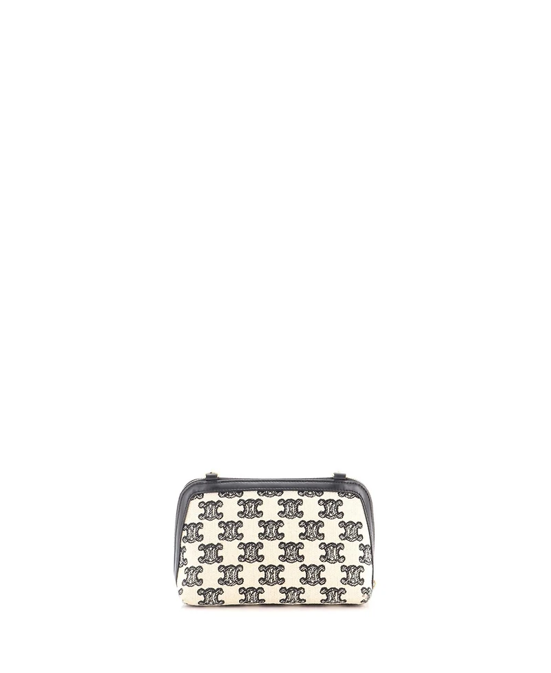 Pre-Owned Celine Zip Around Chain Clutch Triomphe Canvas