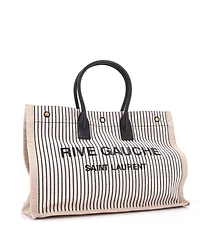 Pre-Owned Saint Laurent Large Rive Gauche Shopper Tote Striped Canvas