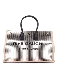 Pre-Owned Saint Laurent Large Rive Gauche Shopper Tote Striped Canvas