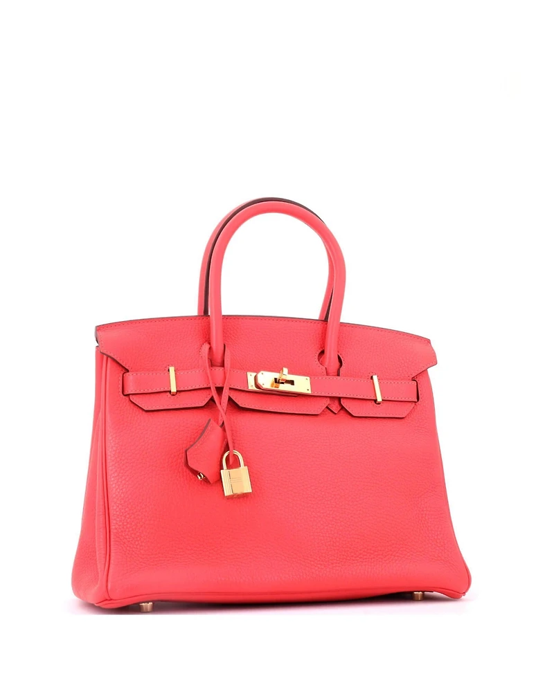 Pre-Owned Hermes Birkin 30 Handbag Pink Clemence with Gold Hardware