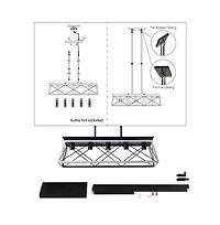 Clihome 32" Rectangle Industrial 5-Light Pendant Chandelier With Adjustable Hanging Light