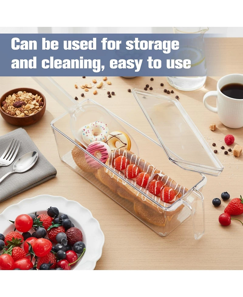 Piscifun Lidded Plastic Ice Storage Bin With Scoop Stackable Multi Purpose Food Container