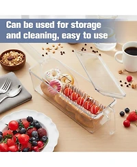 Piscifun Lidded Plastic Ice Storage Bin With Scoop Stackable Multi Purpose Food Container