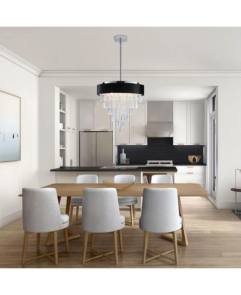 Clihome 18" Modern Crystal Chandelier with Imitation Velvet Anti-Glare Shade (Bulb Not Included)