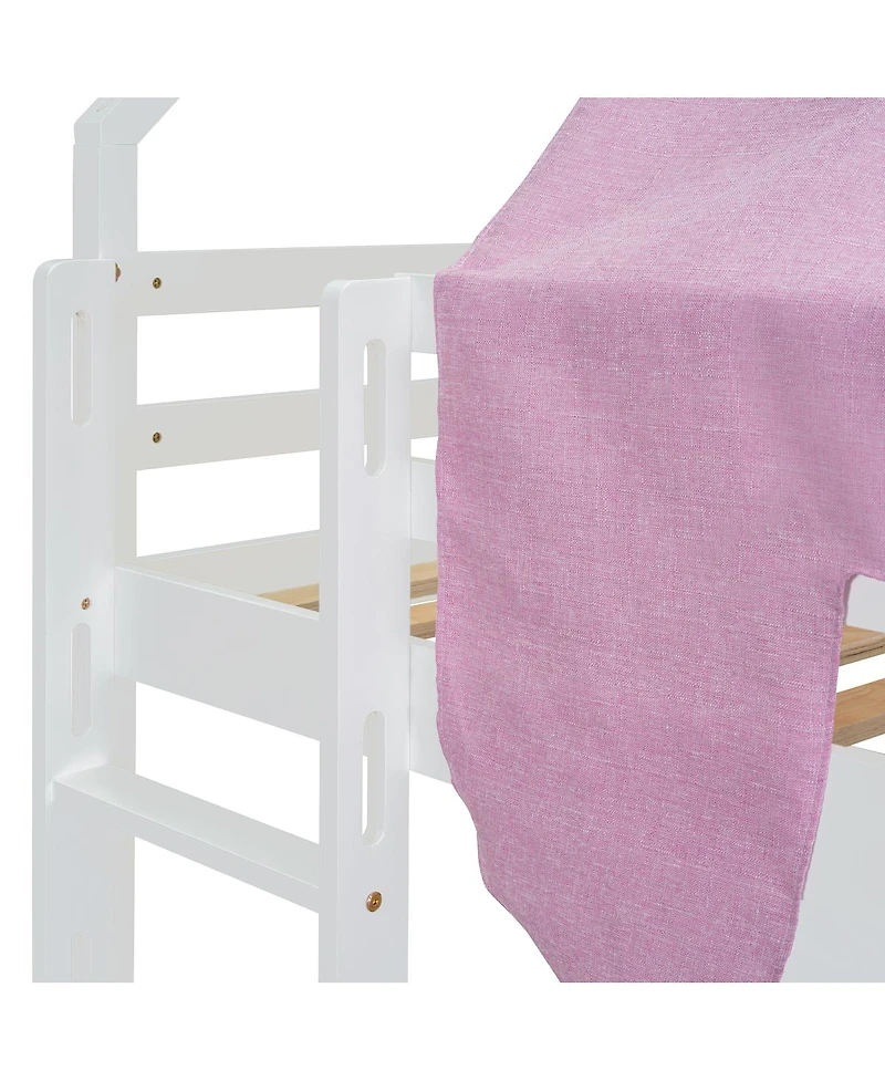 Streamdale Furniture Wooden Loft Bed House with Tent