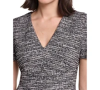 Calvin Klein Women's V-Neck Short-Sleeve A-Line Midi Dress