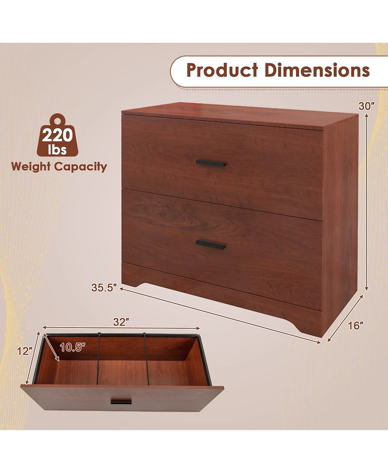 Mecale 2-Drawer Lateral File Cabinet with Adjustable Bars for Home and Office