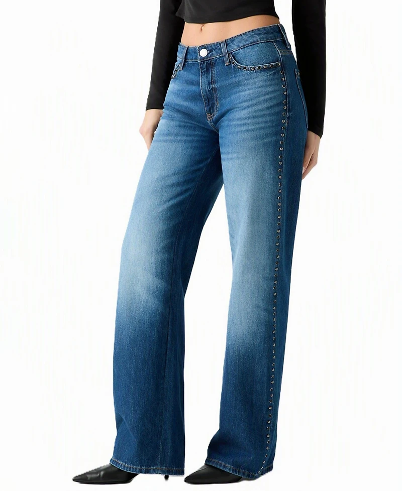 Guess Women's Mid-Rise Slouchy Fit Straight-Leg Jeans