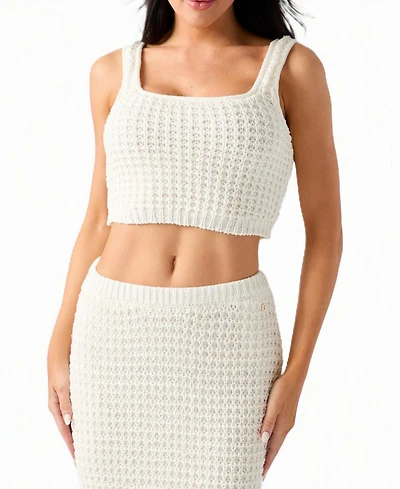 Guess Women's Remi Square-Neck Sleeveless Crop Cotton-Blend Sweater Tank