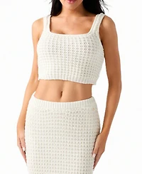Guess Women's Remi Square-Neck Sleeveless Crop Cotton-Blend Sweater Tank