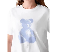 Guess Women's Bear Crewneck Rhinestone-Graphic T-Shirt