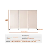Slickblue Folding Room Divider 3 Panel Privacy Screen, Freestanding Partition for Bedroom Study Office