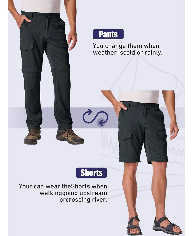 Piscifun Mens Convertible Zip Off Hiking Cargo Pants Quick Dry Upf 50 Water Resistant Outdoor