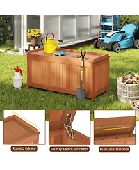 Mecale 52-Gallon Solid Wood Deck Box, 3-in-1 Patio Storage Bench