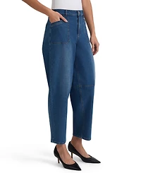 Jones New York Petite Barrel High-Rise Cropped Barrel-Leg Jeans