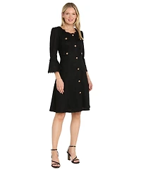 R & M Richards Women's Sophia Christina Bell-Sleeve Tweed Fit Flare Dress
