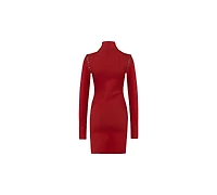 Pcfg Women's Two-Tone Ribbed Long-Sleeve Dress