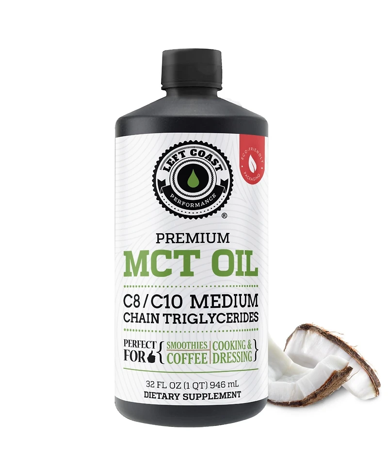 Left Coast Performance Coconut Mct Oil, C8 and C10, Unflavored, 32 Fluid Ounce