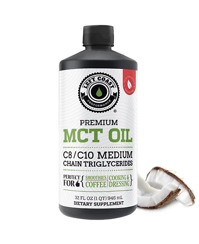 Left Coast Performance Coconut Mct Oil, C8 and C10, Unflavored, 32 Fluid Ounce