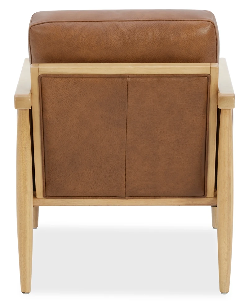 Camelle Tapered Wood Legs Leather Accent Chair, Macy's Exclusive