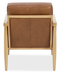 Camelle Tapered Wood Legs Leather Accent Chair, Macy's Exclusive