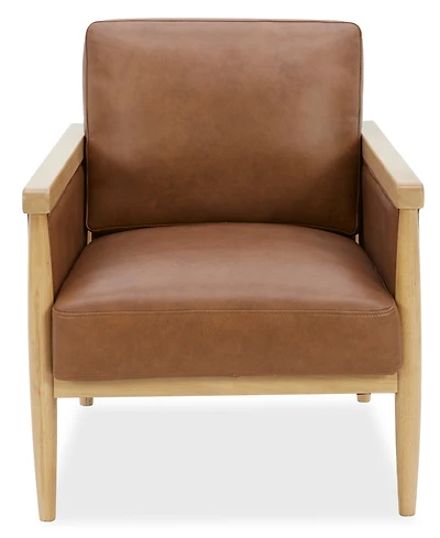 Camelle Tapered Wood Legs Leather Accent Chair, Macy's Exclusive