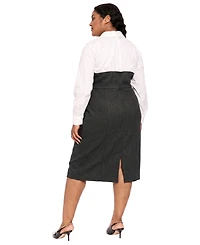 London Times Plus Long-Sleeve Midi Sheath Dress