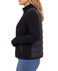 Liverpool Los Angeles Petite Reversible Quilted Cable-Knit Jacket