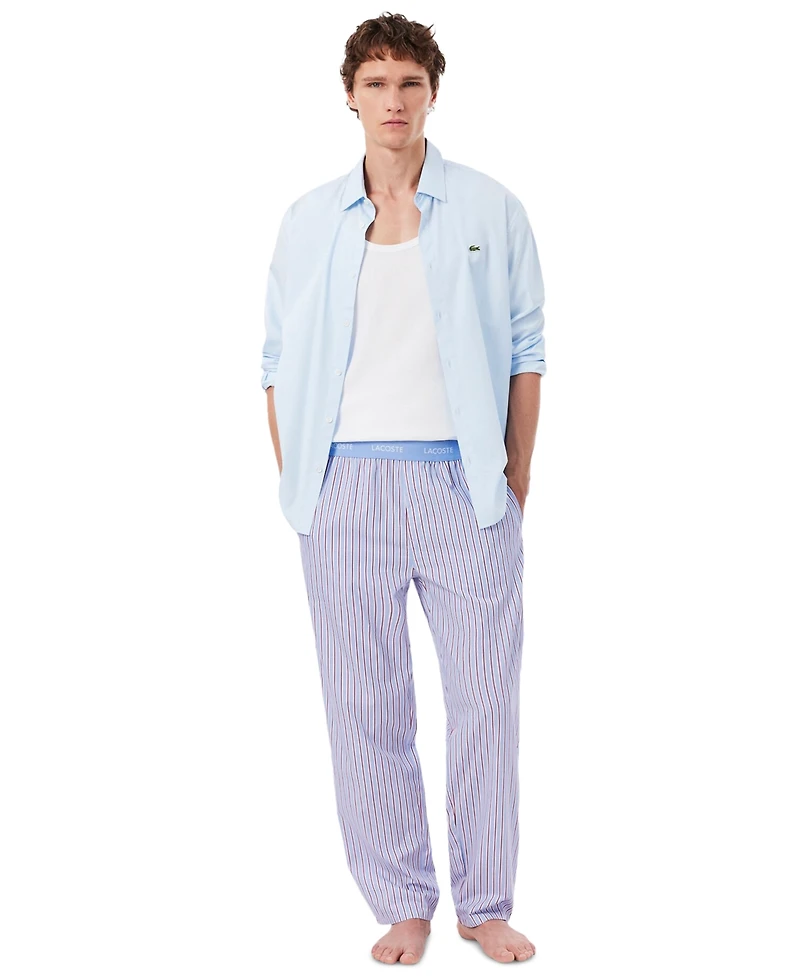 Lacoste Men's Cotton Striped Pajama Pants