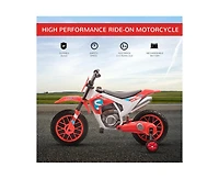 Yobtop 12V Electric Dirt Bike Battery-Powered Ride-On with Training Wheels, 66 lb. Capacity, Ages 3-5