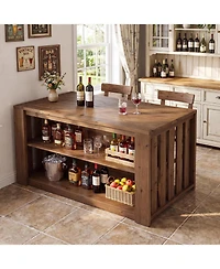 Tribesigns Kitchen Island with Storage, Modern Kitchen Island Table, Large Coffee Bar Table Storage Cabinet