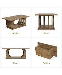 Tribesigns Rustic End Table,Wooden Side Table with Sturdy Base, Farmhouse Narrow Nightstand with Storage Shelf