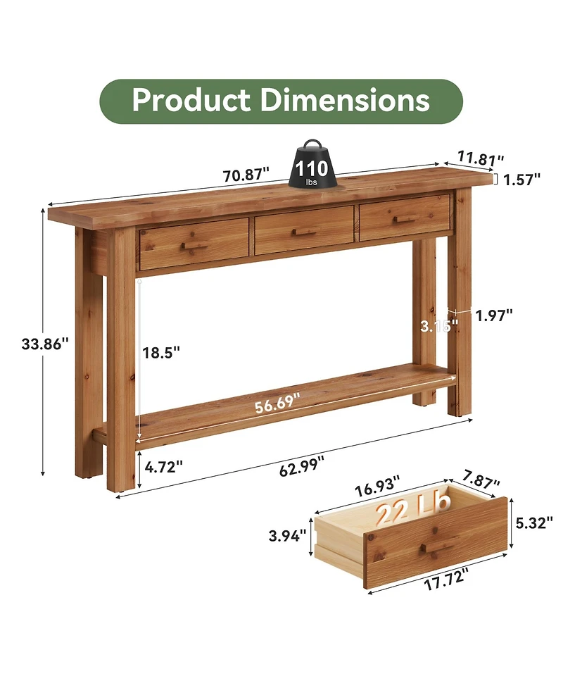 Tribesigns Extra Long Console Table with Storage, Narrow Wooden Sofa Table