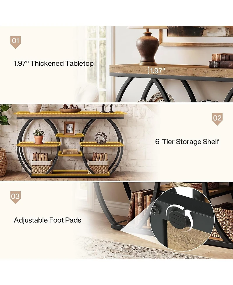 Tribesigns Extra Long Console Table, Narrow Sofa Table Behind Couch with Open Storage Shelf