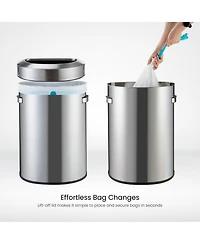 Home Zone Living 18 Gallon Stainless Steel Open Top Trash Can with Semi-Round Flat Back