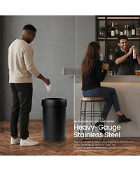 Home Zone Living 16 Gallon Stainless Steel Open Top Trash Can with Round Design