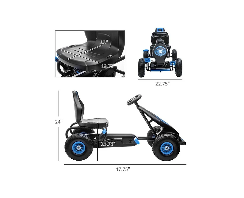 Yobtop Kids Pedal Go Kart with Adjustable Seat, Suspension System & Safety Hand Brake Ride-On Toy, 110 lbs Capacity, Ages 5-12