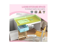Yobtop Kids Desk and Chair Set with Storage Drawer - Study Desk for Children, Arts and Crafts, Snack Time, Homeschooling, Homework