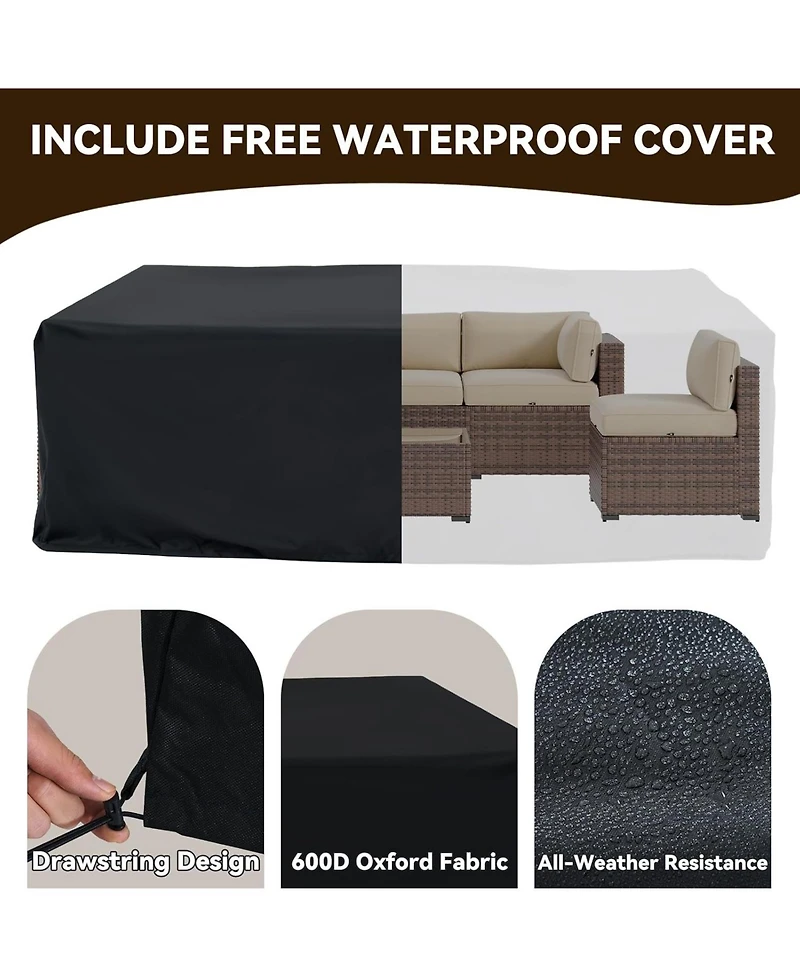 Aoxun 7-Piece Wicker Patio Furniture Set, Outdoor Sectional Sofa with Thick Cushions for Backyard Garden Poolside