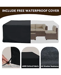 Aoxun 7-Piece Wicker Patio Furniture Set, Outdoor Sectional Sofa with Thick Cushions for Backyard Garden Poolside