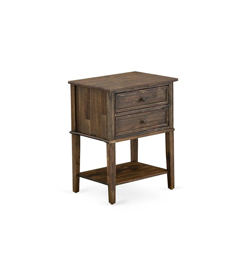 East West Furniture GB25F-1VL07 2-Piece Granbury Bedroom Set with Bed and 1 Distressed Jacobean Night Stand - Faux Leather