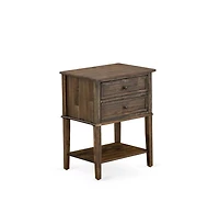 East West Furniture GB25F-1VL07 2-Piece Granbury Bedroom Set with Bed and 1 Distressed Jacobean Night Stand - Faux Leather
