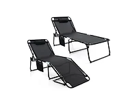 Lucky One 4 Position Folding Chaise Lounge Chair with Adjustable Backrest and Footrest