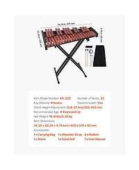 Yobtop 32-Note Wooden-Key Adjustable-Stand Glockenspiel, Ages 3+