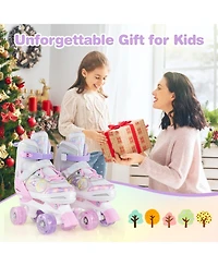 Sugift Teen Roller Skates 4-Size Adjustable with Motion Light-Up Wheels and Reinforced Brake Ages 13 and Up