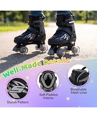 Sugift Kids Quad Roller Skates One-Button Adjustable Across 4 Sizes with Glow Wheels Ages 7-9
